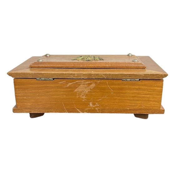 Vintage Men Vintage Men’s Wooden Jewelry Box Coat of Arms S. Super Bijou‎ Mid Century